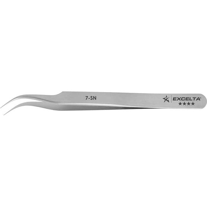 Excelta Tweezers 7-SN Super Neverust® 45° Curved Tips, Very Fine Points 4.375"