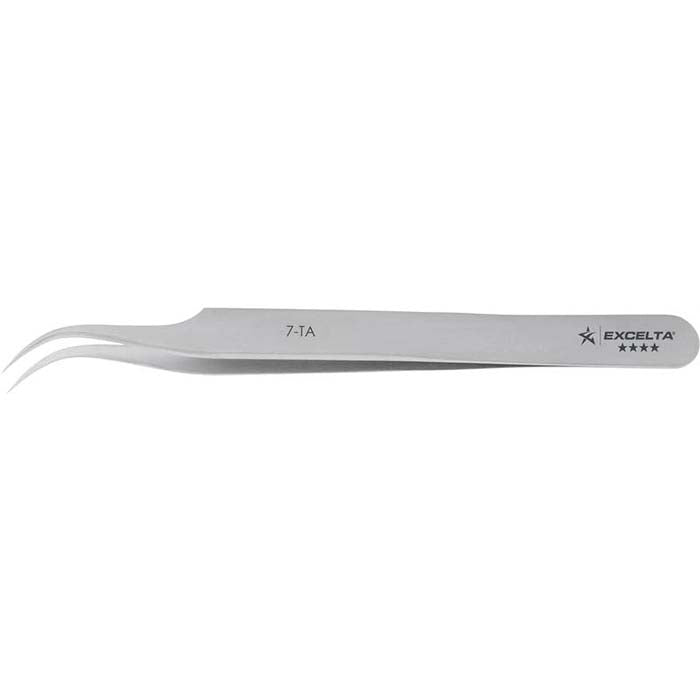 Excelta Tweezers 7-TA Titanium 55° Curved Tips, Very Fine Points 4.5"