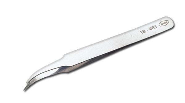General Purpose Tweezers, Curved Serrated Tips, 4-3/8"