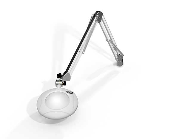 Green-Lite® 5" Round LED Magnifier 4 Diopter, 43" Reach, Table Edge Clamp, Medical White