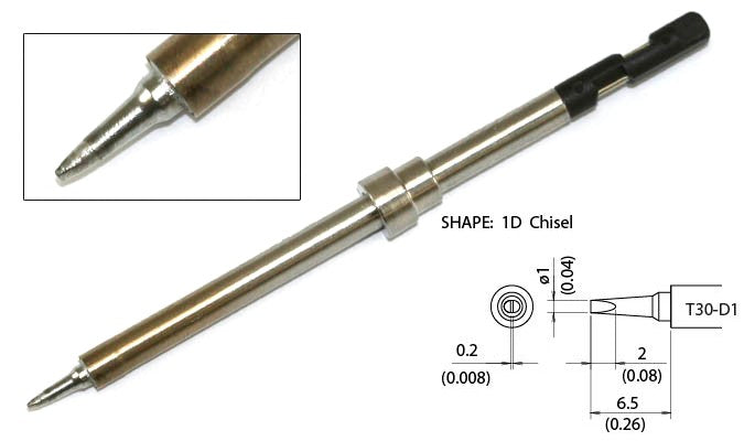 Hakko T30-D1 Tip, Chisel, 1 x 6.5mm, Micro, FM-2032