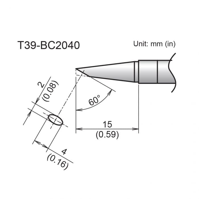 Hakko T39-BC2040 Bevel Soldering Tip