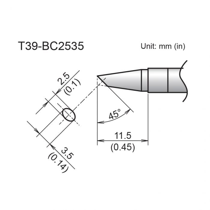 Hakko T39-BC2535 Bevel Soldering Tip