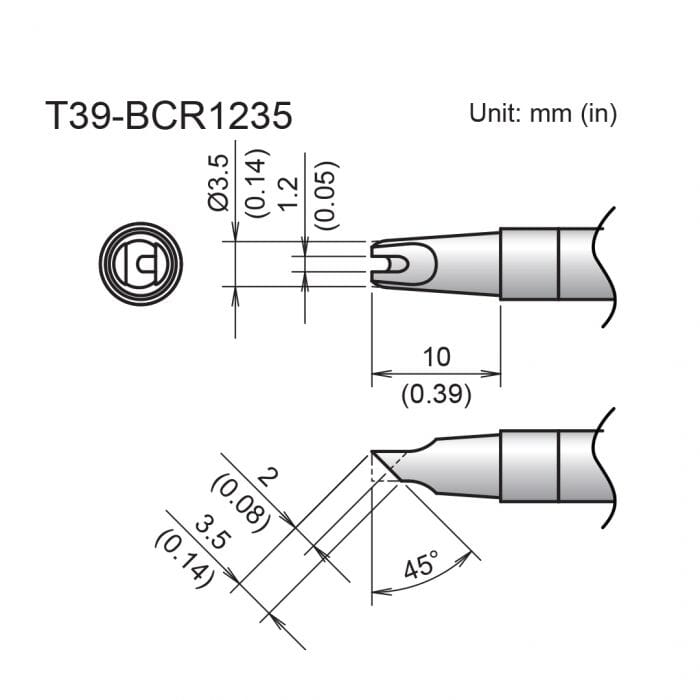 Hakko T39-BCR1235 Slot Soldering Tip