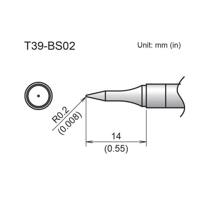 Hakko T39-BS02 Conical Slim Soldering Tip