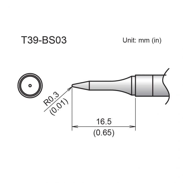 Hakko T39-BS03 Conical Slim Soldering Tip