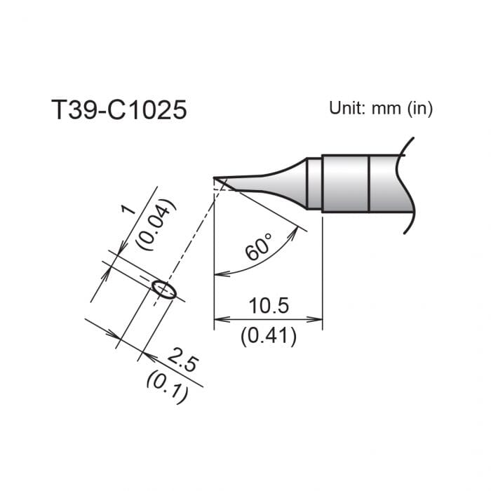 Hakko T39-C1025 Bevel Soldering Tip