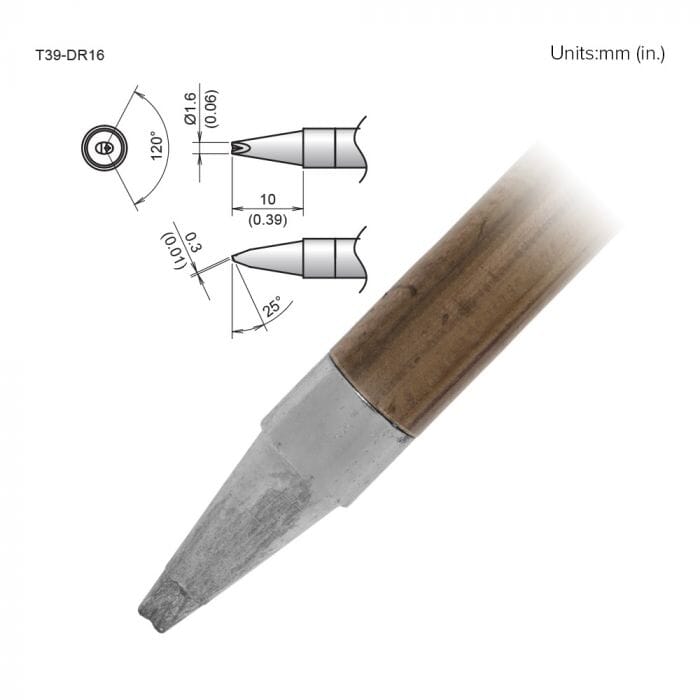 Hakko T39-DR16 Chisel V-Groove Soldering Tip