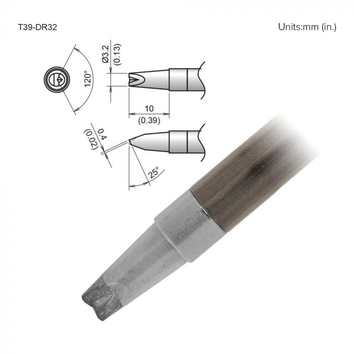 Hakko T39-DR32 Chisel V-Groove Soldering Tip