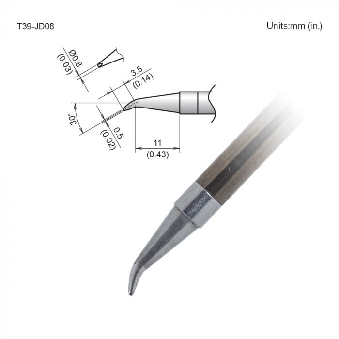 Hakko T39-JD08 Bent Chisel Soldering Tip
