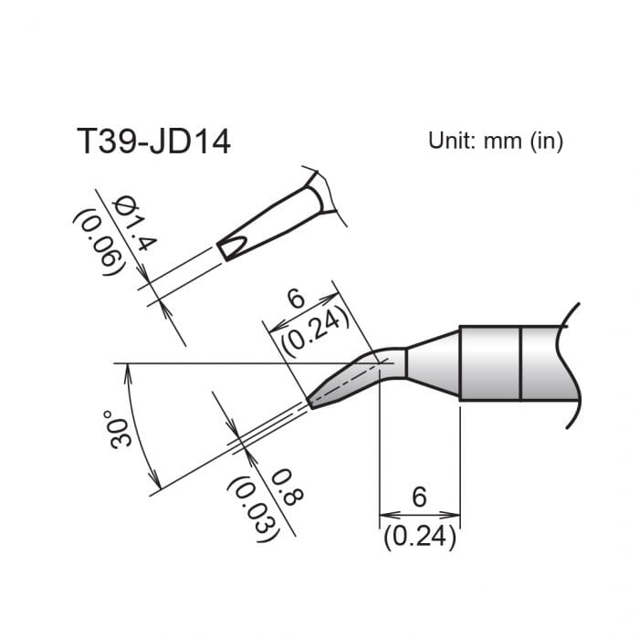 Hakko T39-JD14 Bent Chisel Soldering Tip