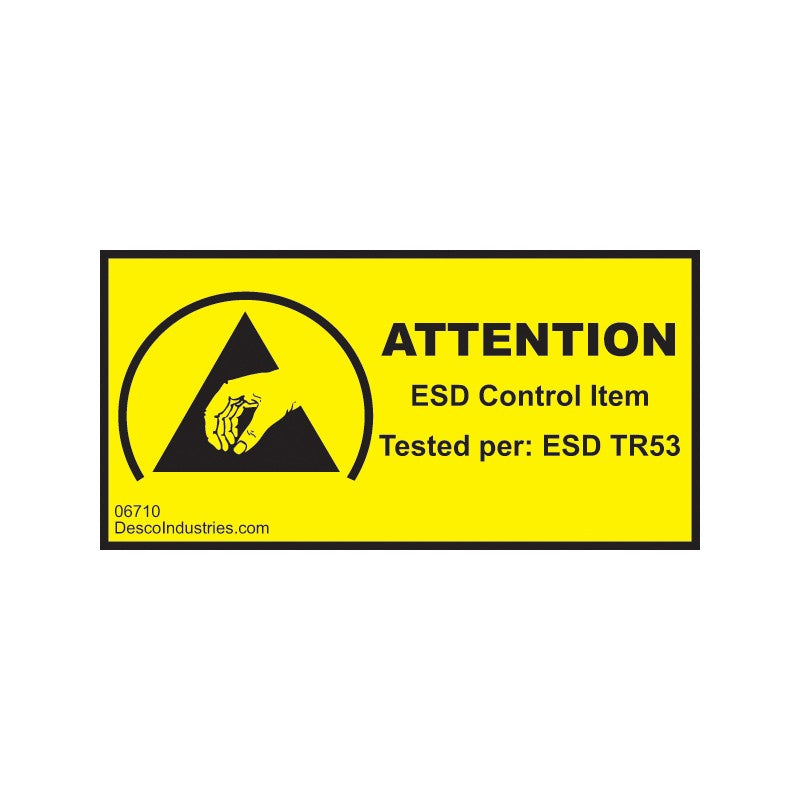 Label, ESD Control Item Tested, 1" x 2" Permanent, 1000/Roll