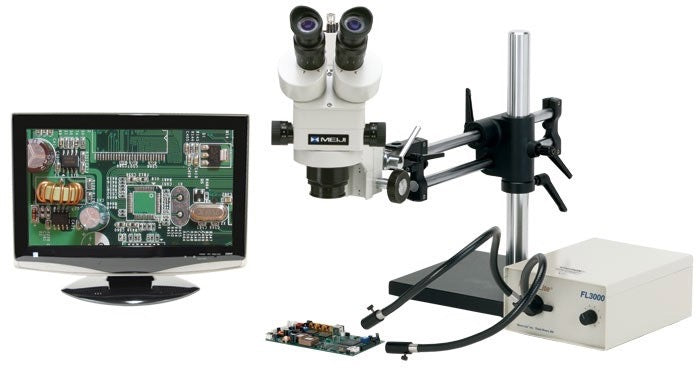 Meiji Stereo-Zoom Trinocular Zoom Microscope - 22" HD LED Monitor w/ HD1080p Camera