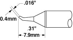 Metcal STTC-126 Soldering Cartridge, Conical Sharp Bent 30°, 700 Series