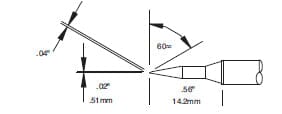 Metcal STTC-546 Soldering Cartridge, Long Reach Bevel 60°, 500 Series