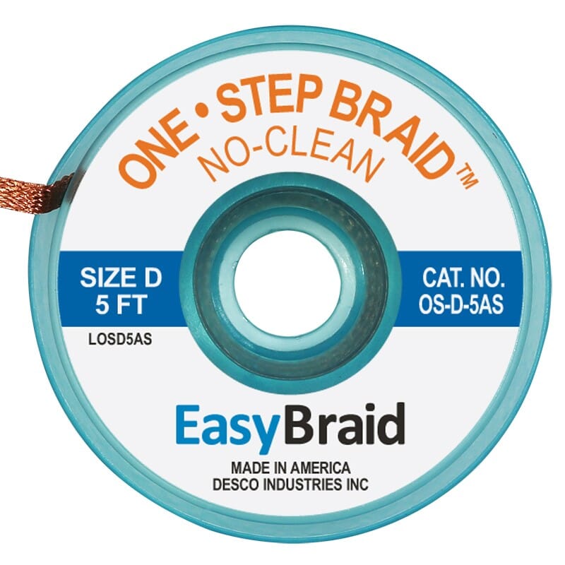 One-Step Desoldering Braid, 0.1 wide x 5', Anti-Static
