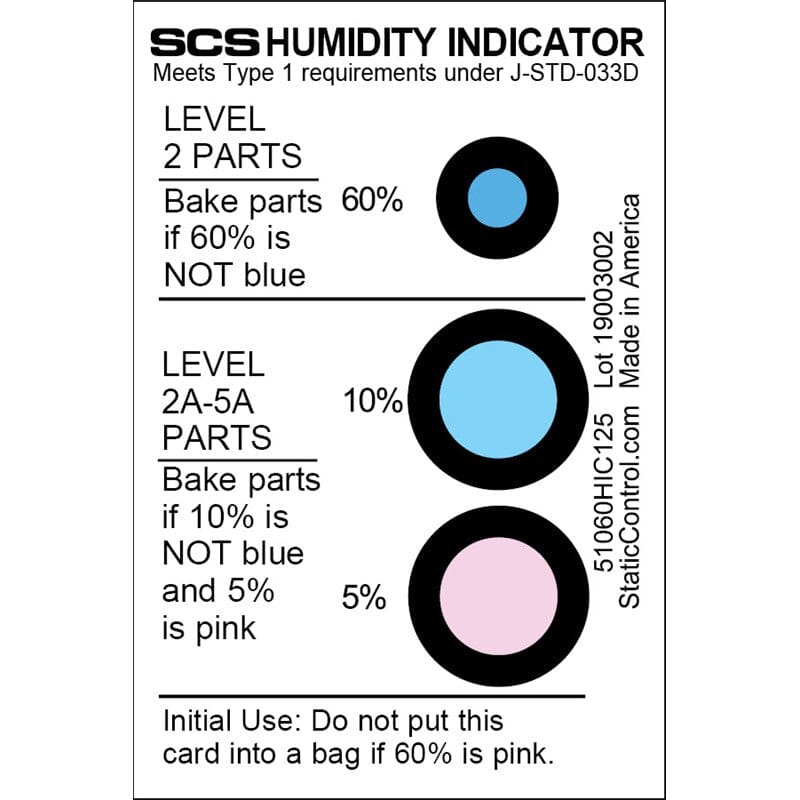 SCS Humidity Card, 5-10-60%, 125/Can