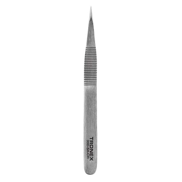 Tronex 00D-SA-CH - Precision Stainless Steel Tweezers w/ Finger Grip Strong Serrated Tips Fine
