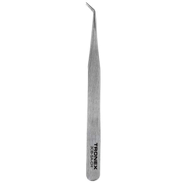 Tronex 3CB-SA-CH - Precision Stainless Steel Tweezers Bent Tip Very Fine
