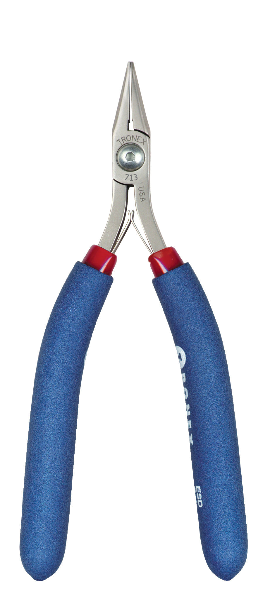 Tronex 713 Chain Nose Short Jaw Pliers, Smooth Tips, Long Ergonomic Handle