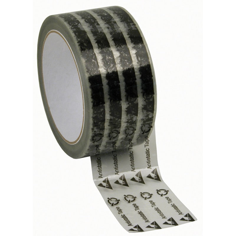 Wescorp 81230 Antistatic Cellulose Tape, Clear w/ ESD Symbols, 2" x 36 YDS w/ 3" Paper Core