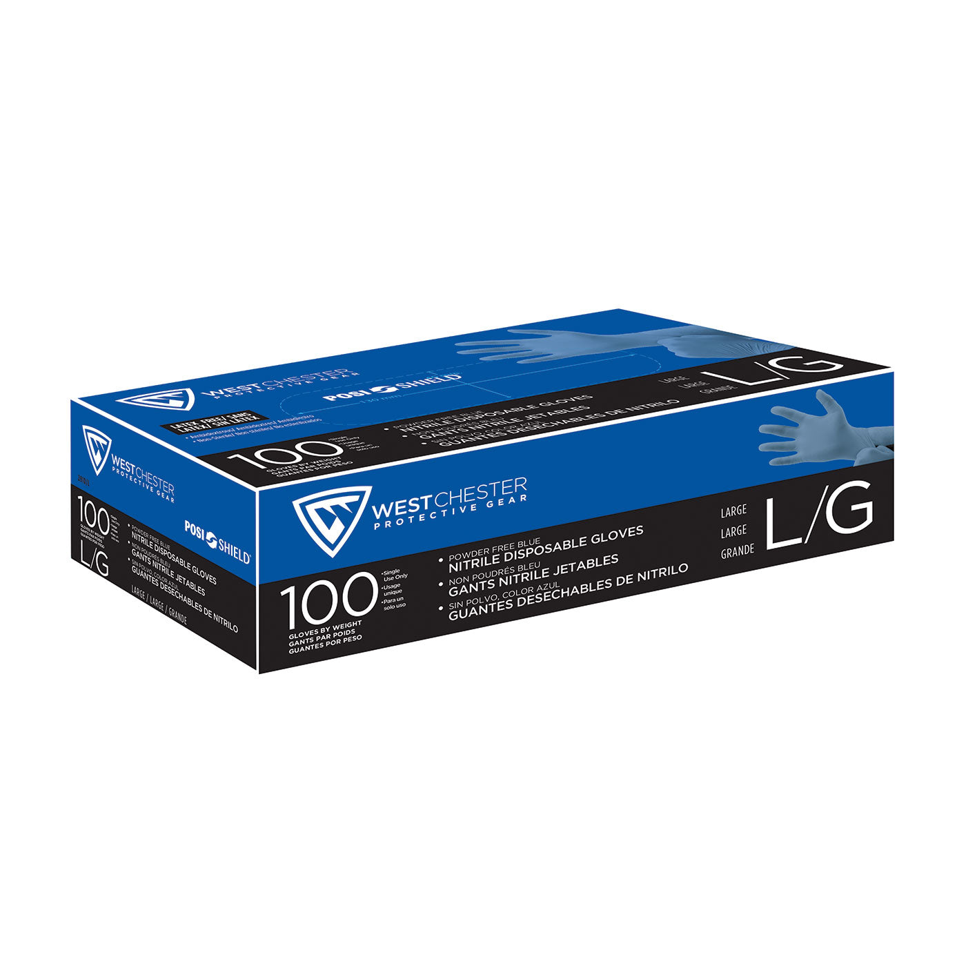 West Chester® Disposable Nitrile Glove, Powder Free with Textured Grip - 4 mil, Medium, 100 count