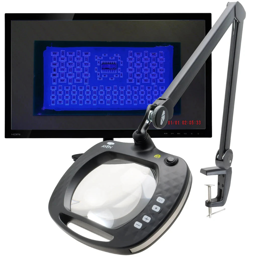 Aven Inspector™ UV 5 Diopter [2.25x] Magnifying Lamp with HD Camera ESD Safe