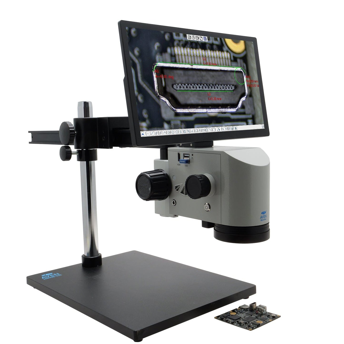 Aven MicroVue 2.0 Digital Microscope [20x - 134x] with Ultra Glide Boom Stand