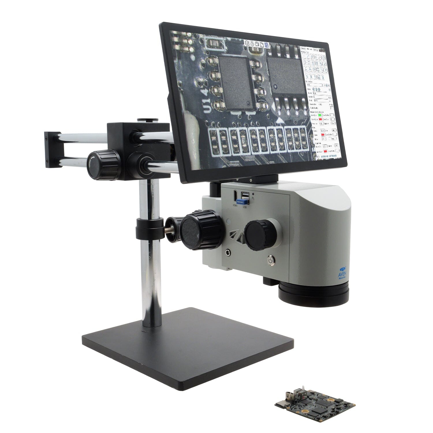 Aven MicroVue 2.0 Digital Microscope [21x - 133x] with Double Arm Boom Stand