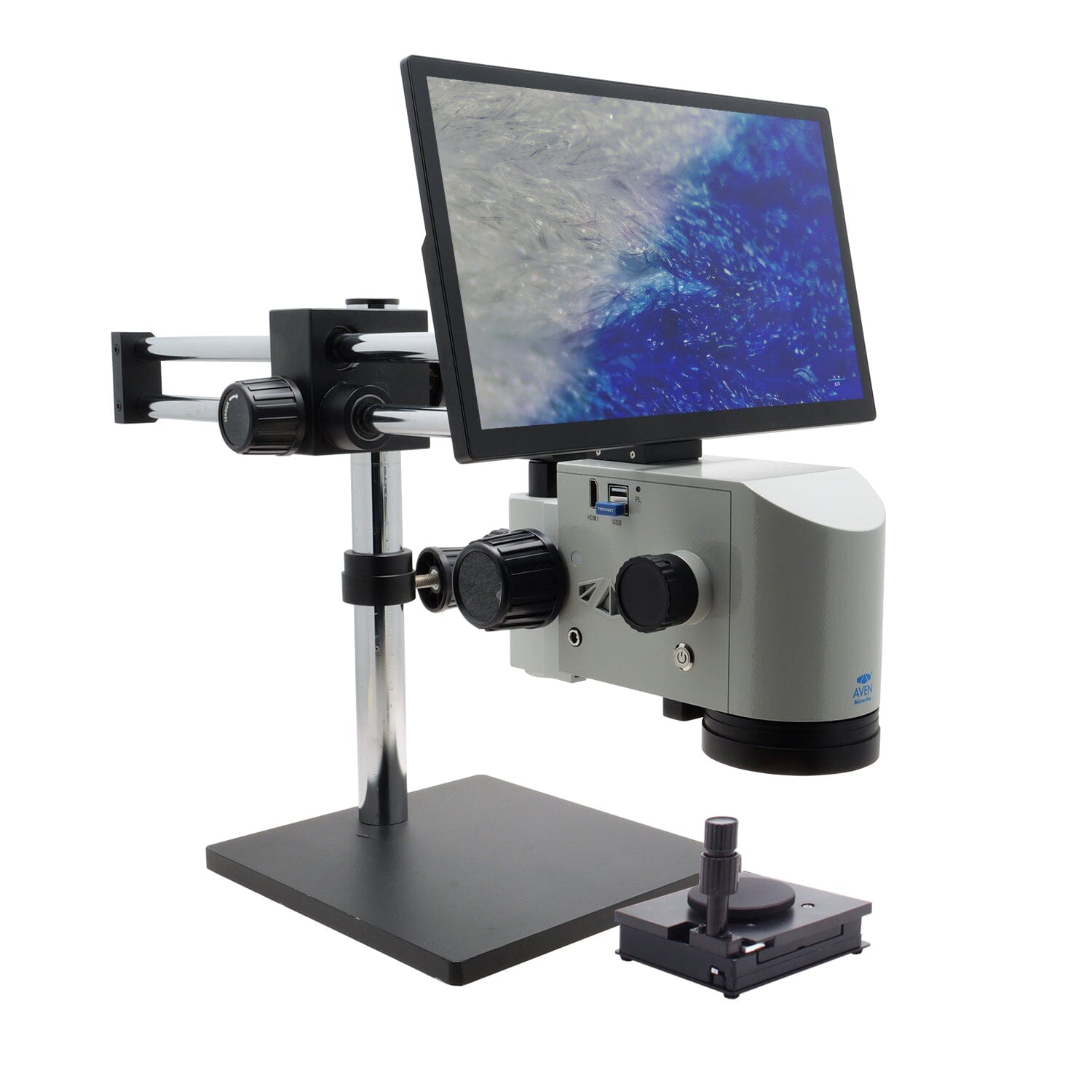Aven MicroVue 2.0 Digital Microscope [21x - 133x] with Double Arm Boom Stand and X/Y/R Gliding Stage