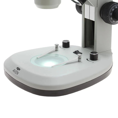 Aven Stereo Zoom Trinocular Microscope SPZV-50 [6.7x-50x] on Track Stand with Top & Bottom LED's