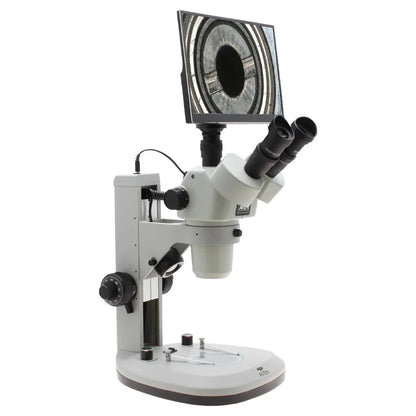 Aven Stereo Zoom Trinocular Microscope SPZV-50 [6.7x-50x] on Track Stand with Top & Bottom LED's