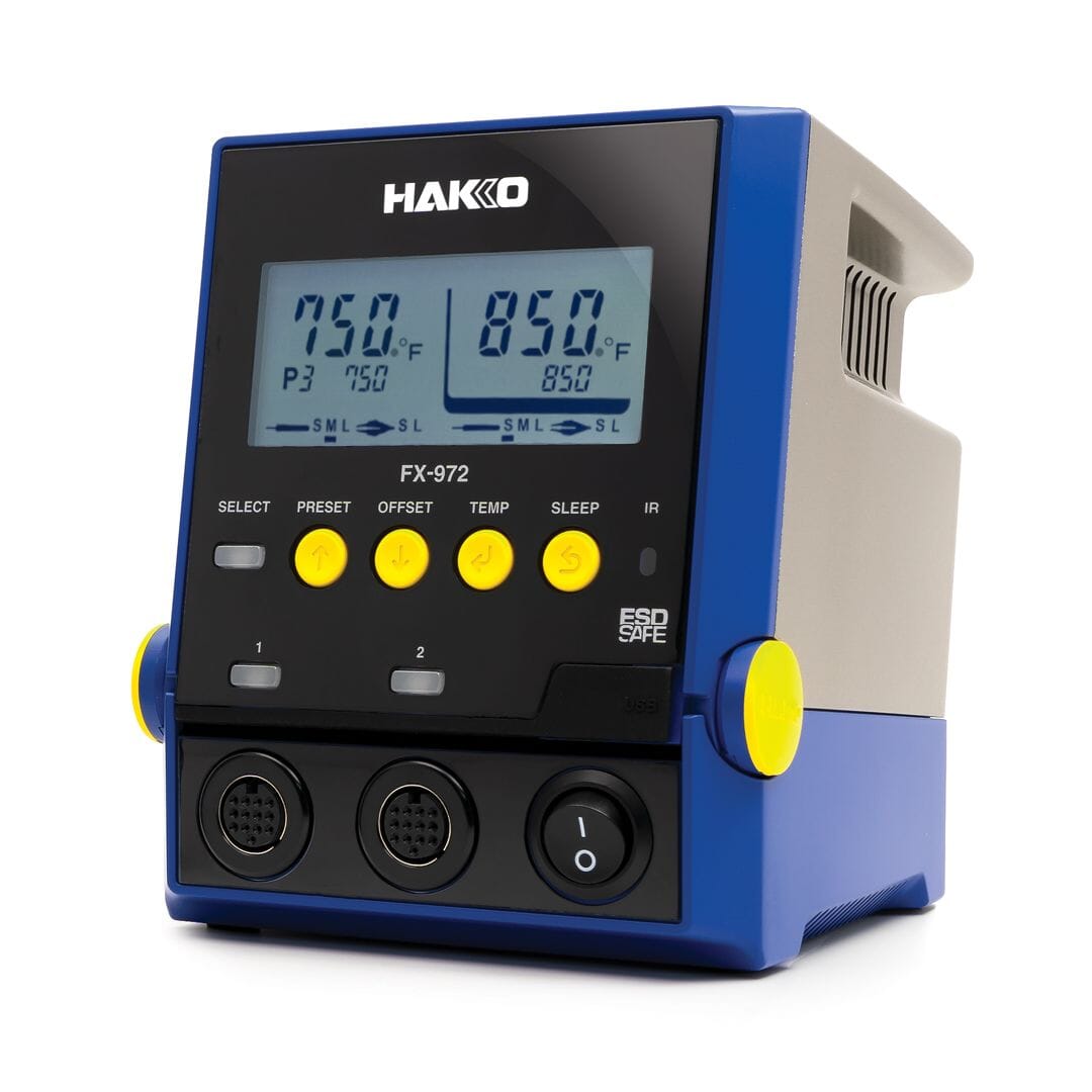 Hakko FX972-010 Dual Port Soldering Station with FX-9701 Soldering Handpiece & Holder