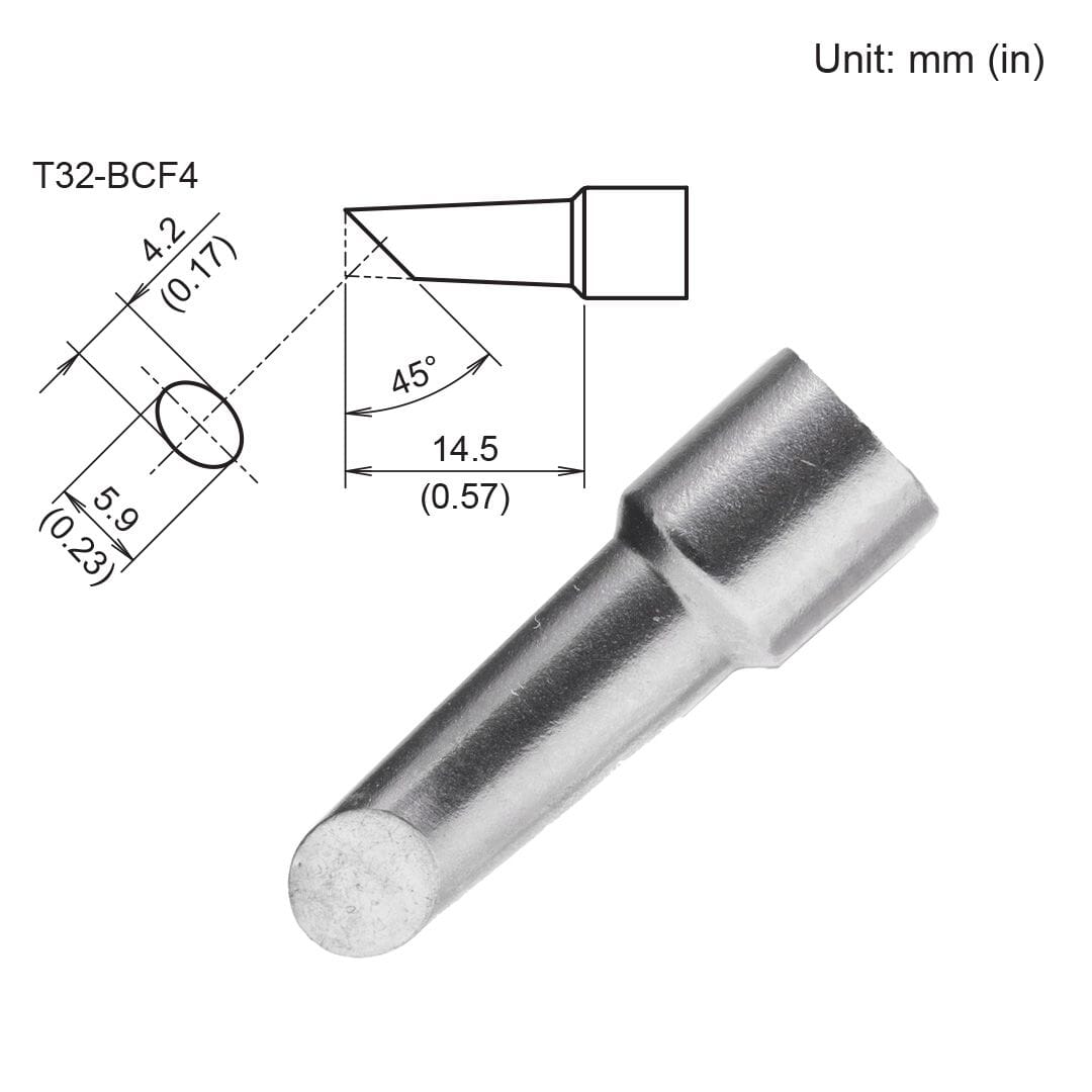 Hakko T32-BCF4 Tip, Bevel Tinned Face Only 4.2mm/45&deg; x 14.5mm for FX-8806 Soldering Iron