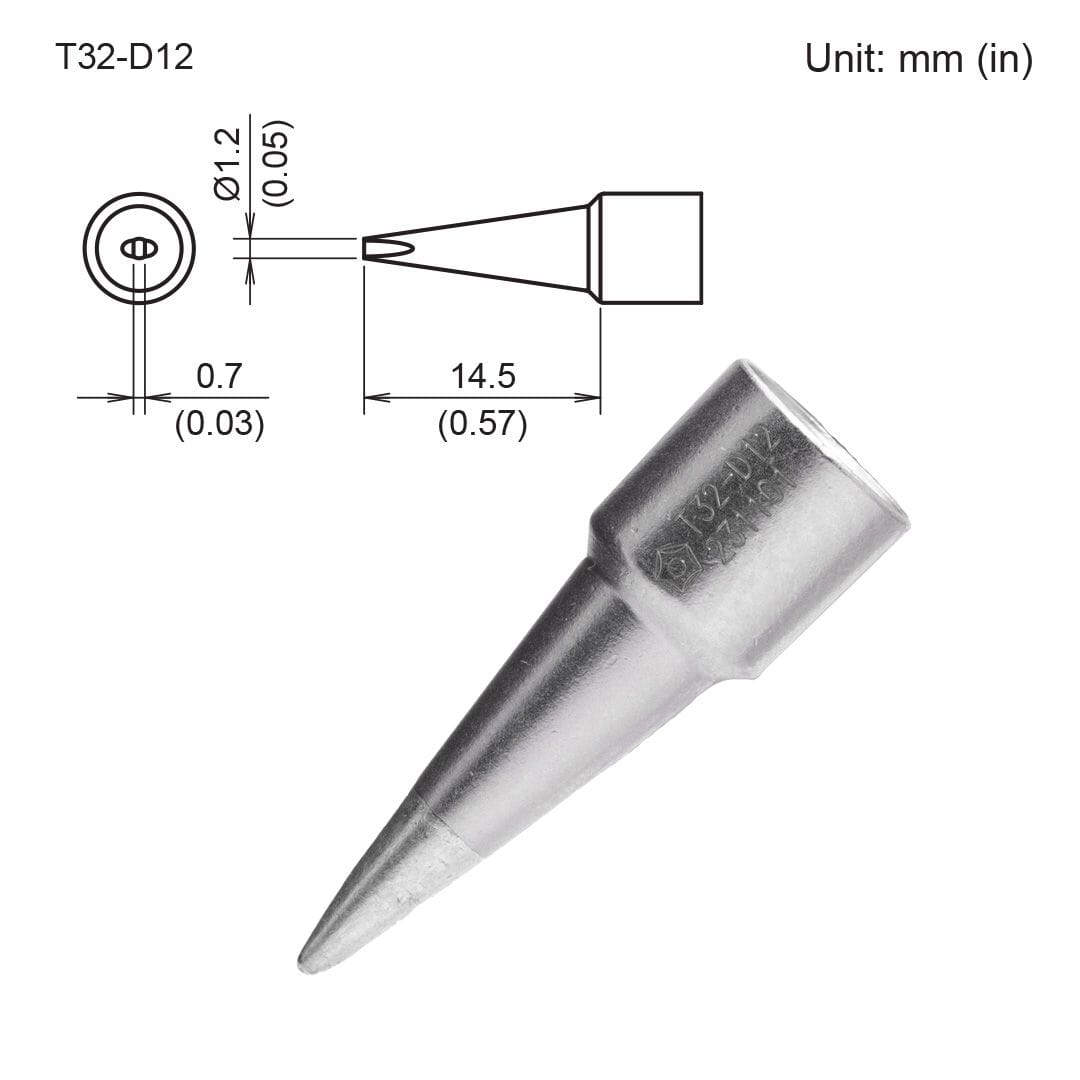 Hakko T32-D12 Tip, Chisel 1.2 x 14.5mm for FX-8806 Soldering Iron