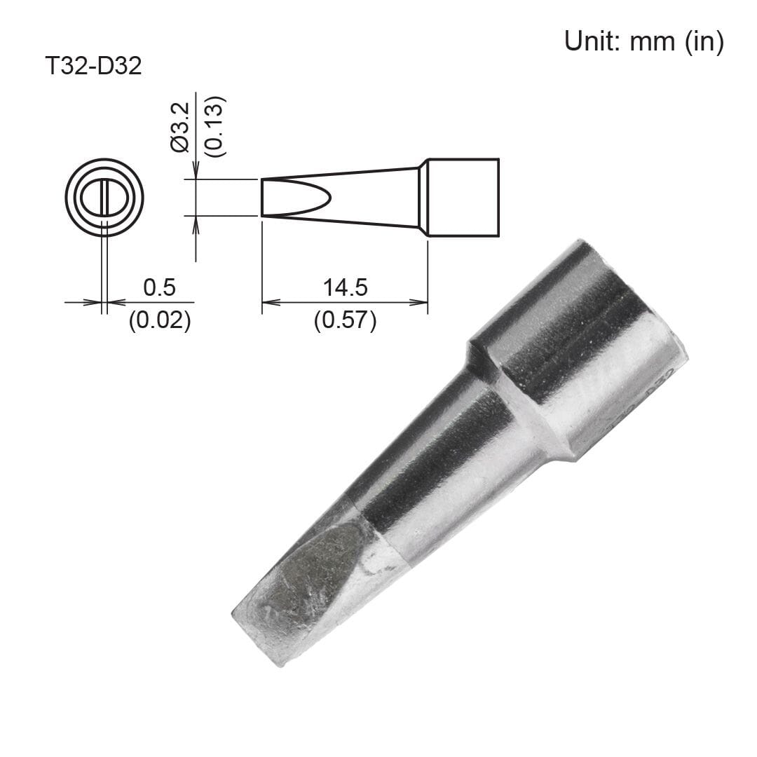 Hakko T32-D32 Tip, Chisel 3.2 x 14.55mm for FX-8806 Soldering Iron