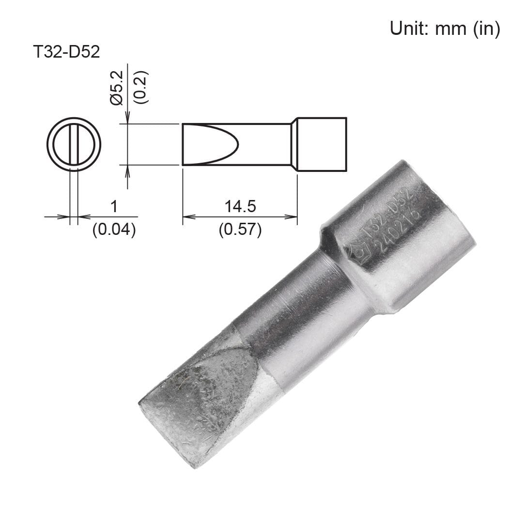 Hakko T32-D52 Tip, Chisel 5.2 x 14.5mm for FX-8806 Soldering Iron