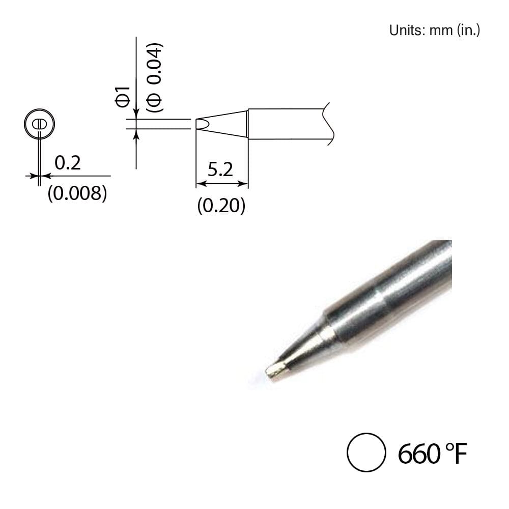 Hakko T35-03D06 Tip, Chisel, 0.6 x 5.2mm, FX-1002 Micro