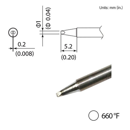 Hakko T35-03D1 Tip, Chisel, 1mm x 5.2mm, 660&deg;F, FX-1002 Micro