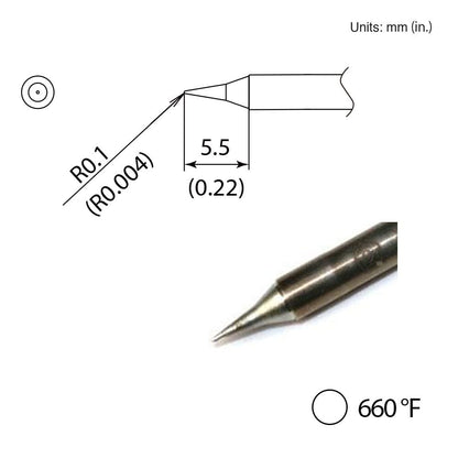 Hakko T35-03I Tip, Conical, 0.1mm Radius x 5.5mm, 660&deg;F, FX-1002 Micro