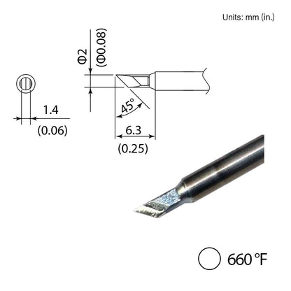 Hakko T35-03KU Tip, Knife, 2mm - 45&deg; x 6.3mm, FX-1002 Micro