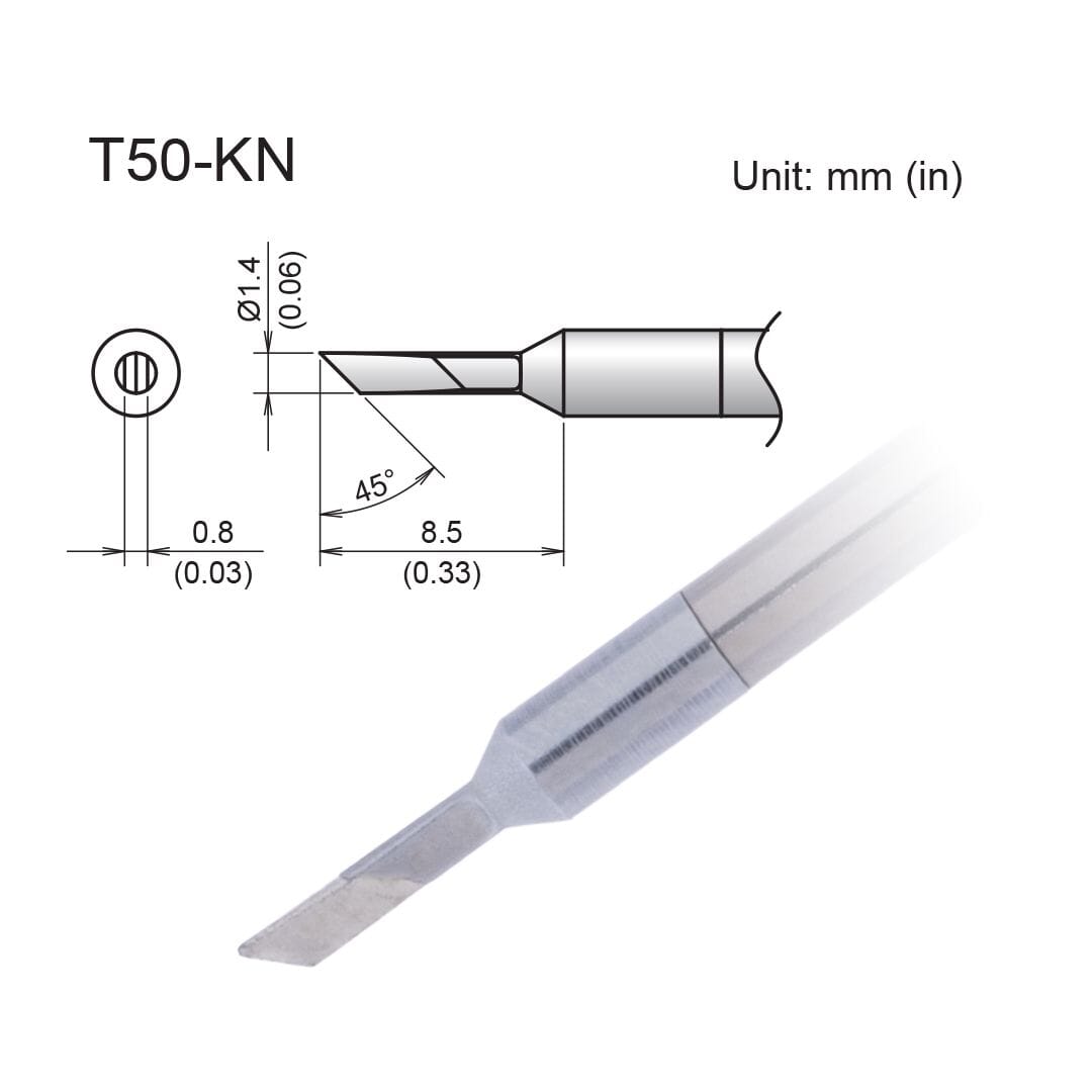 Hakko T50-KN Tip, Knife, 1.4mm-45 Degree, Micro, FX-9703/9704