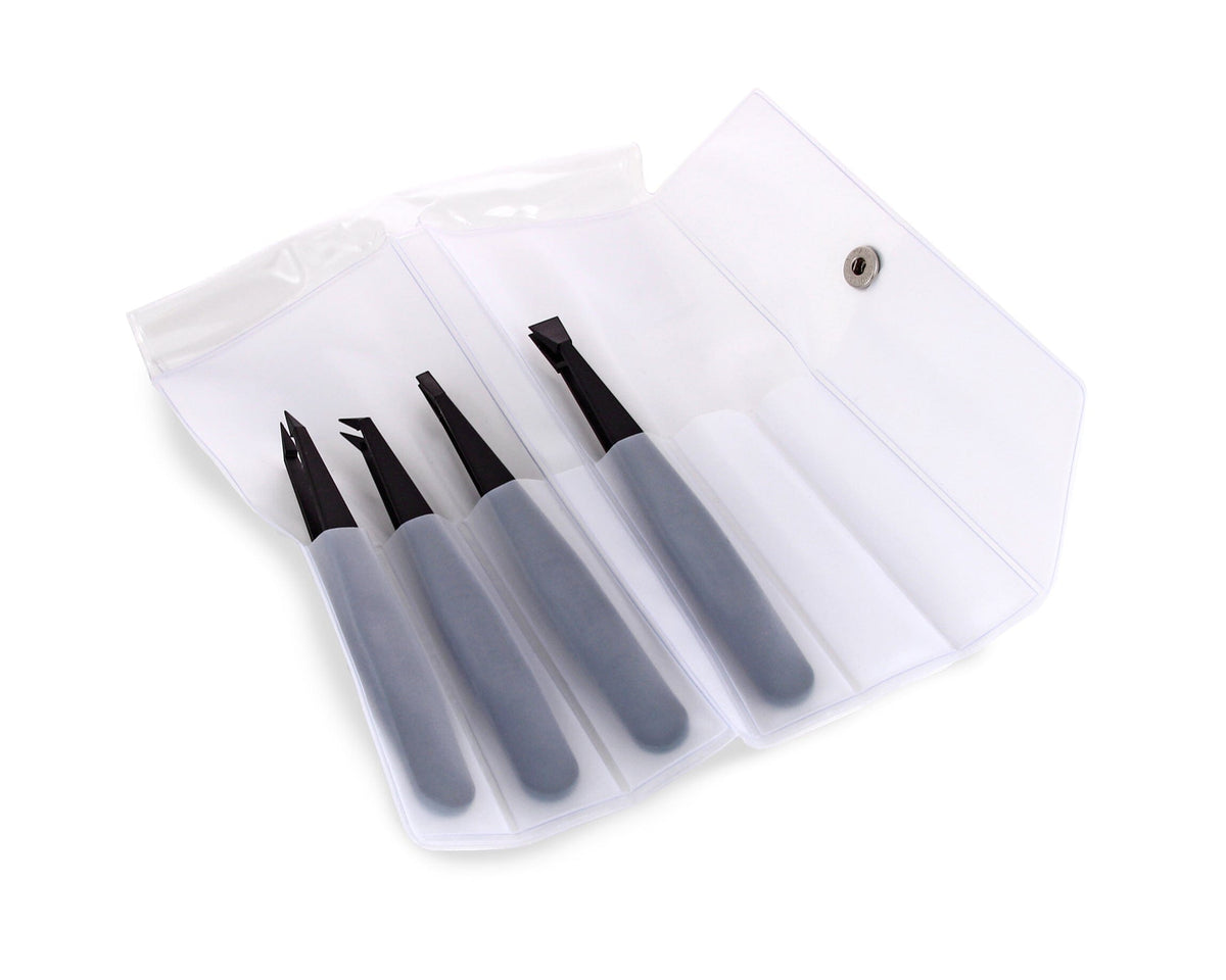 Ideal-tek 4-pc ESD Full Plastic tweezer Kit – Carbon Fiber – 707 – 708 – 709 – 710 – Swiss Made
