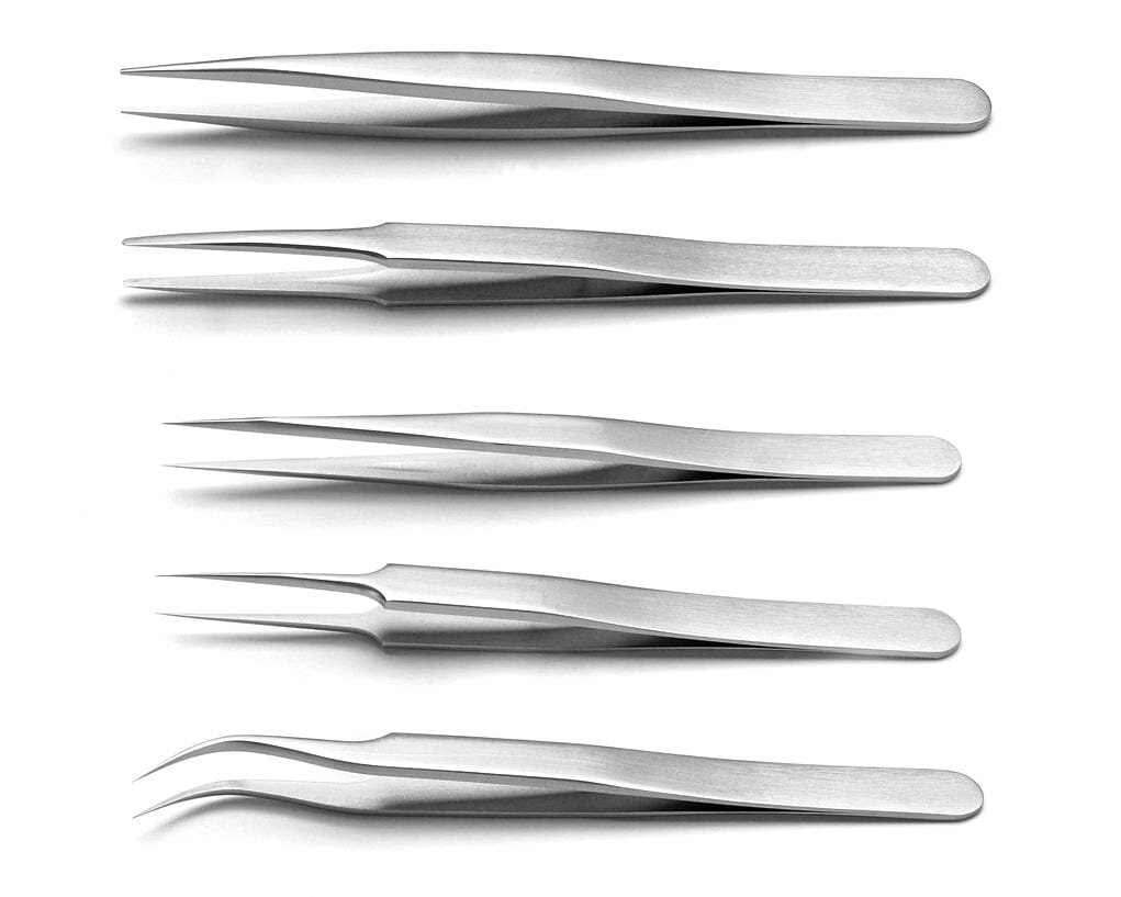Ideal-tek 5-pc ESD Epoxy Coated Tweezer Kit – 00 – 2A – 3C – 5 – 7 – Made in Pakistan