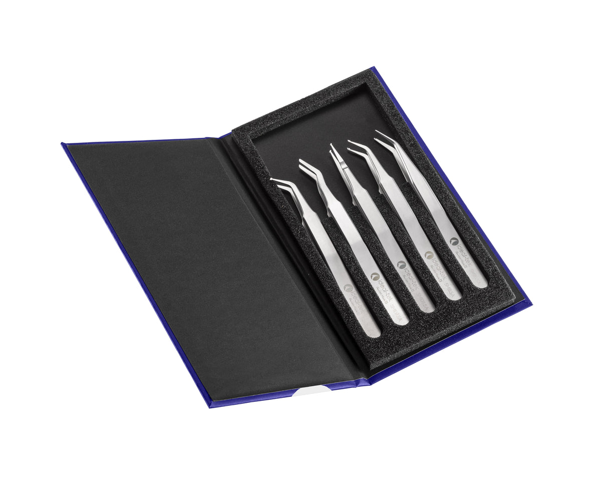 Ideal-tek 5-pc SMD Tweezer Kit – Anti-Magnetic Stainless Steel – SM103 – SM107 – SM108 – SM111 – SM115 – Swiss Made