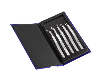 Ideal-tek 5-pc SMD Tweezer Kit – Anti-Magnetic Stainless Steel – SM103 – SM107 – SM108 – SM111 – SM115 – Swiss Made
