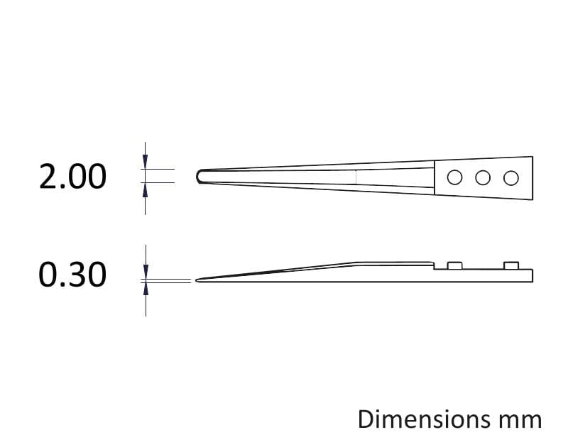 Ideal-tek Ceramic tweezer Tips – Style 2A – Zirconia tips for 2AMZ.SA – 50mm (2.0″) – Swiss Made