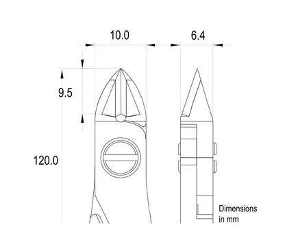 Ideal-tek ES141TX Tungsten Carbide Cutters – ESD Ergo-tek – Small Oval Head, Flush Cutting Edge – 120mm (4.7") – Made in Italy