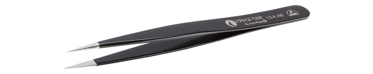 Ideal-tek ESD Epoxy Coated tweezers – Style 1 – Anti-Acid / Anti-Magnetic Stainless Steel – 120mm (4.7″) – Swiss Made