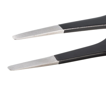 Ideal-tek ESD Epoxy Coated Tweezers – Style 2A – Anti-Acid / Anti-Magnetic Stainless Steel – 125mm (4.9″) – Swiss Made